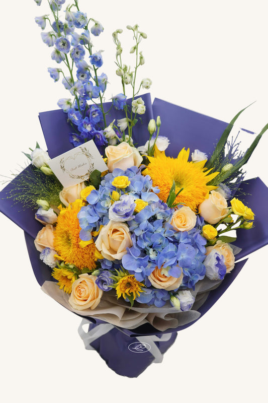 Oil Painting | Blue Orange Contrasting Bouquet