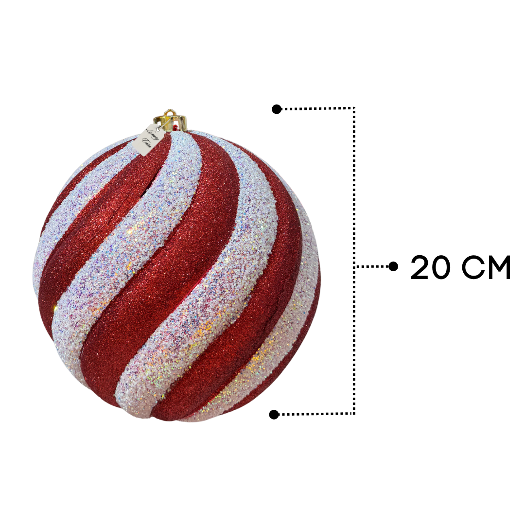 Red & White Swirl Christmas Baubles
