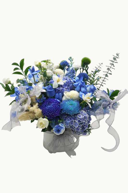 Blue Design Bucket Bouquet