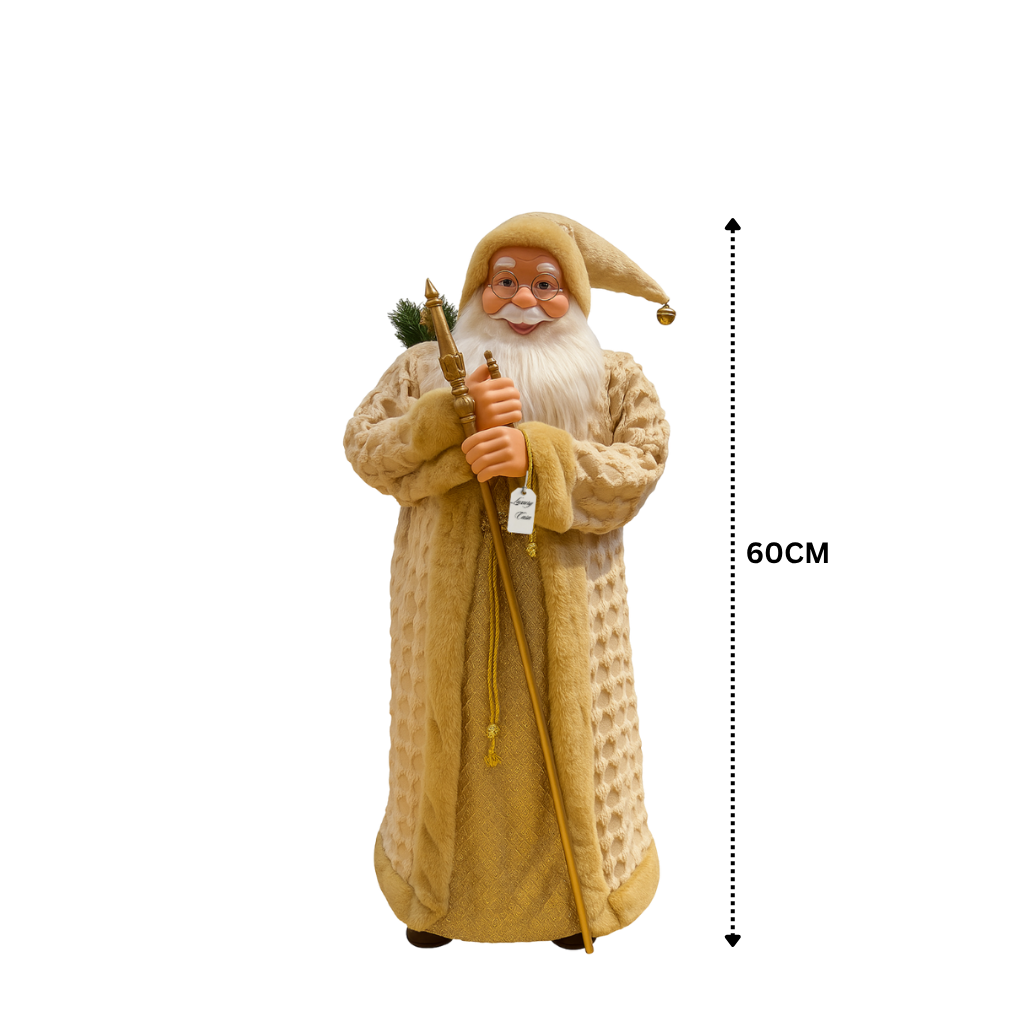 Regal Gold & Ivory Santa Figure
