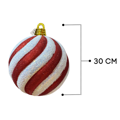 Red & White Swirl Christmas Baubles