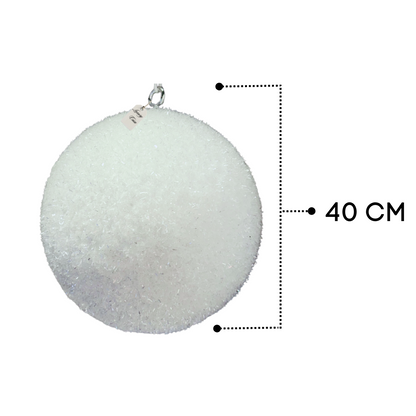 White Glitter Christmas Baubles