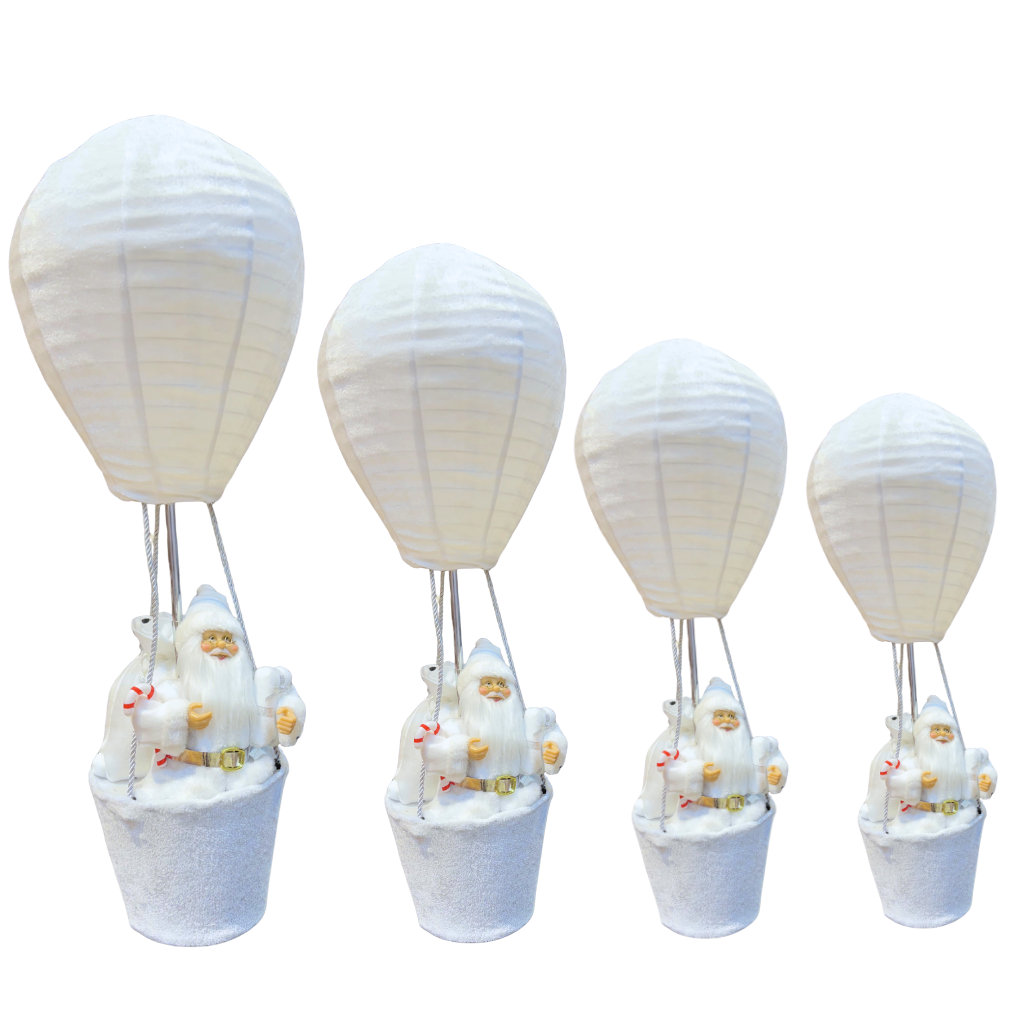 Santa Hot Air Balloon Christmas Decoration (White)