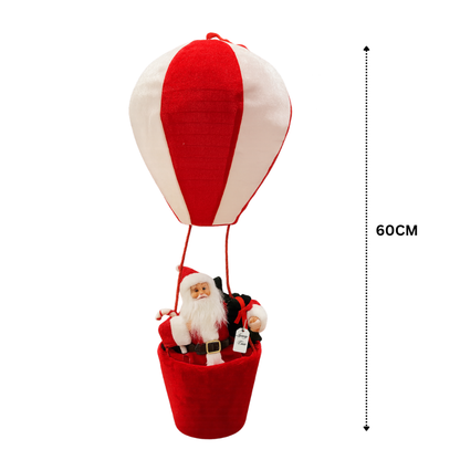 Classic Santa Hot Air Balloon Christmas Decoration (Red & White)