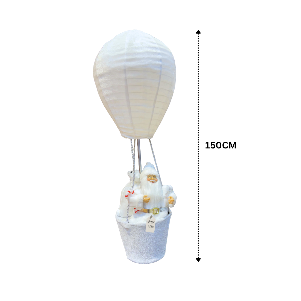 Santa Hot Air Balloon Christmas Decoration (White)