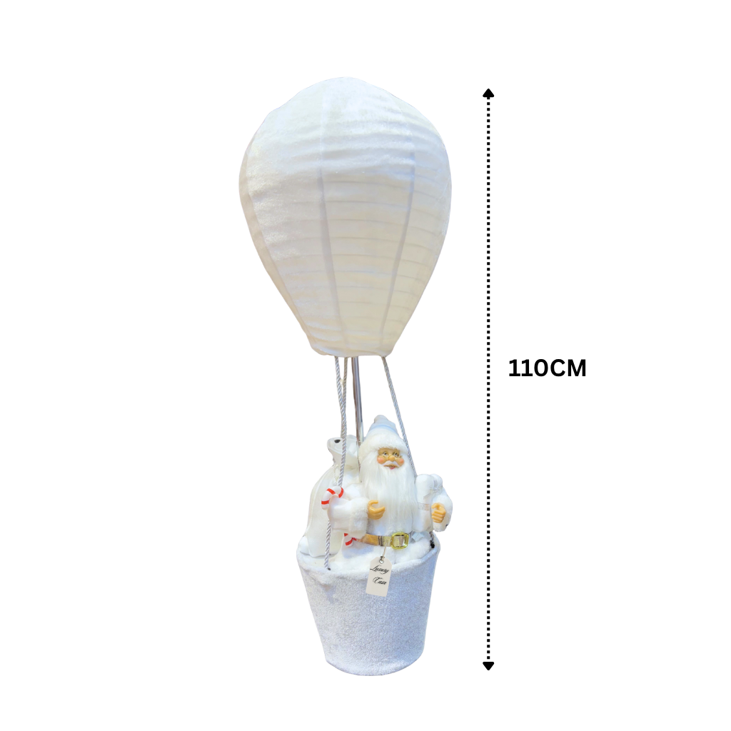 Santa Hot Air Balloon Christmas Decoration (White)
