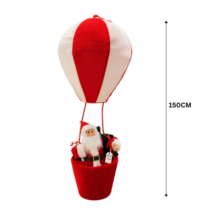 Classic Santa Hot Air Balloon Christmas Decoration (Red & White)