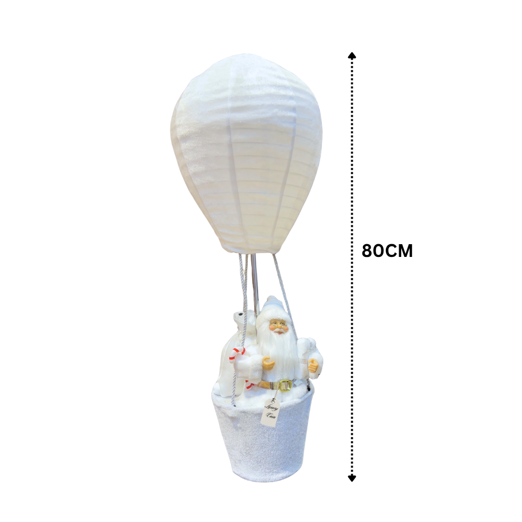 Santa Hot Air Balloon Christmas Decoration (White)