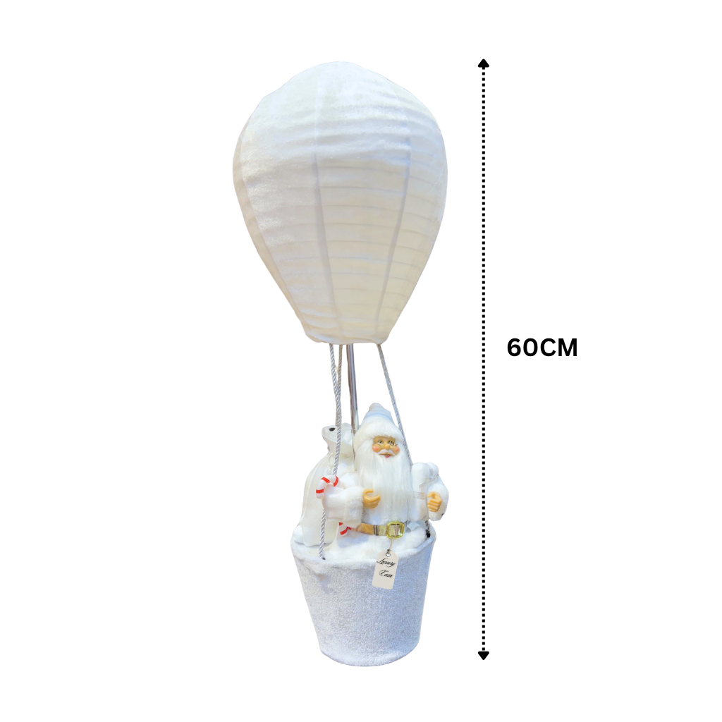 Santa Hot Air Balloon Christmas Decoration (White)