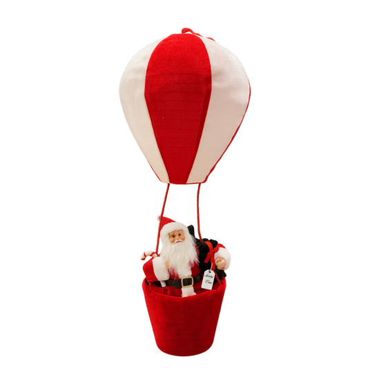 Classic Santa Hot Air Balloon Christmas Decoration (Red & White)