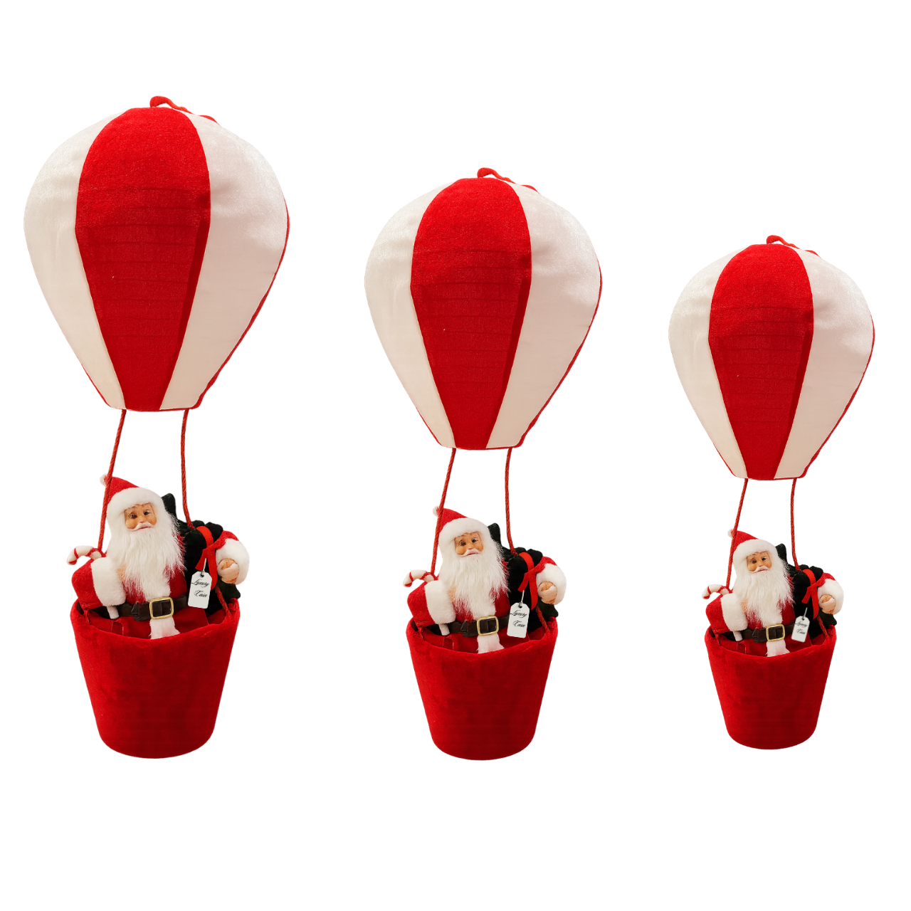 Classic Santa Hot Air Balloon Christmas Decoration (Red & White)
