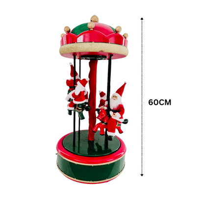 Animated Musical Santa Christmas Carousel Tabletop Decoration