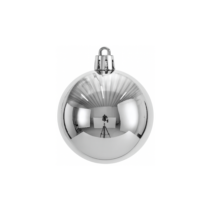 Silver Christmas Bauble Ornament – 15 cm (Glossy Shatterproof Decoration)