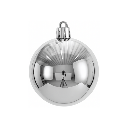 Silver Christmas Bauble Ornament – 20 cm (Glossy Shatterproof Decoration)