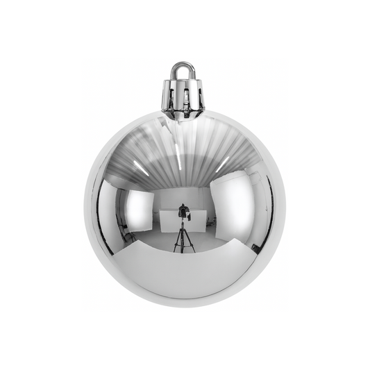 Silver Christmas Bauble Ornament – 20 cm (Glossy Shatterproof Decoration)