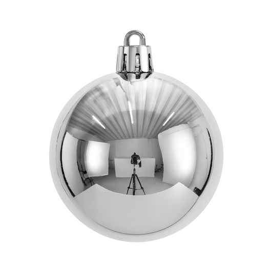 Silver Christmas Bauble Ornament – 25 cm (Glossy Shatterproof Decoration)