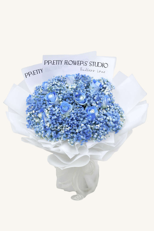 Blue Star | Rose and Babysbreath Mixed Bouquet