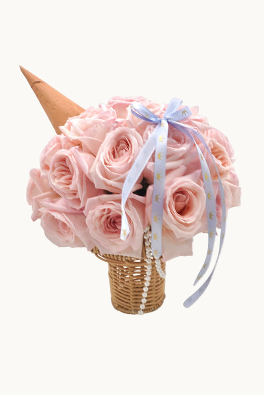 Strawberry Ice Cream Cone | Pink Lychee Rose Bouquet