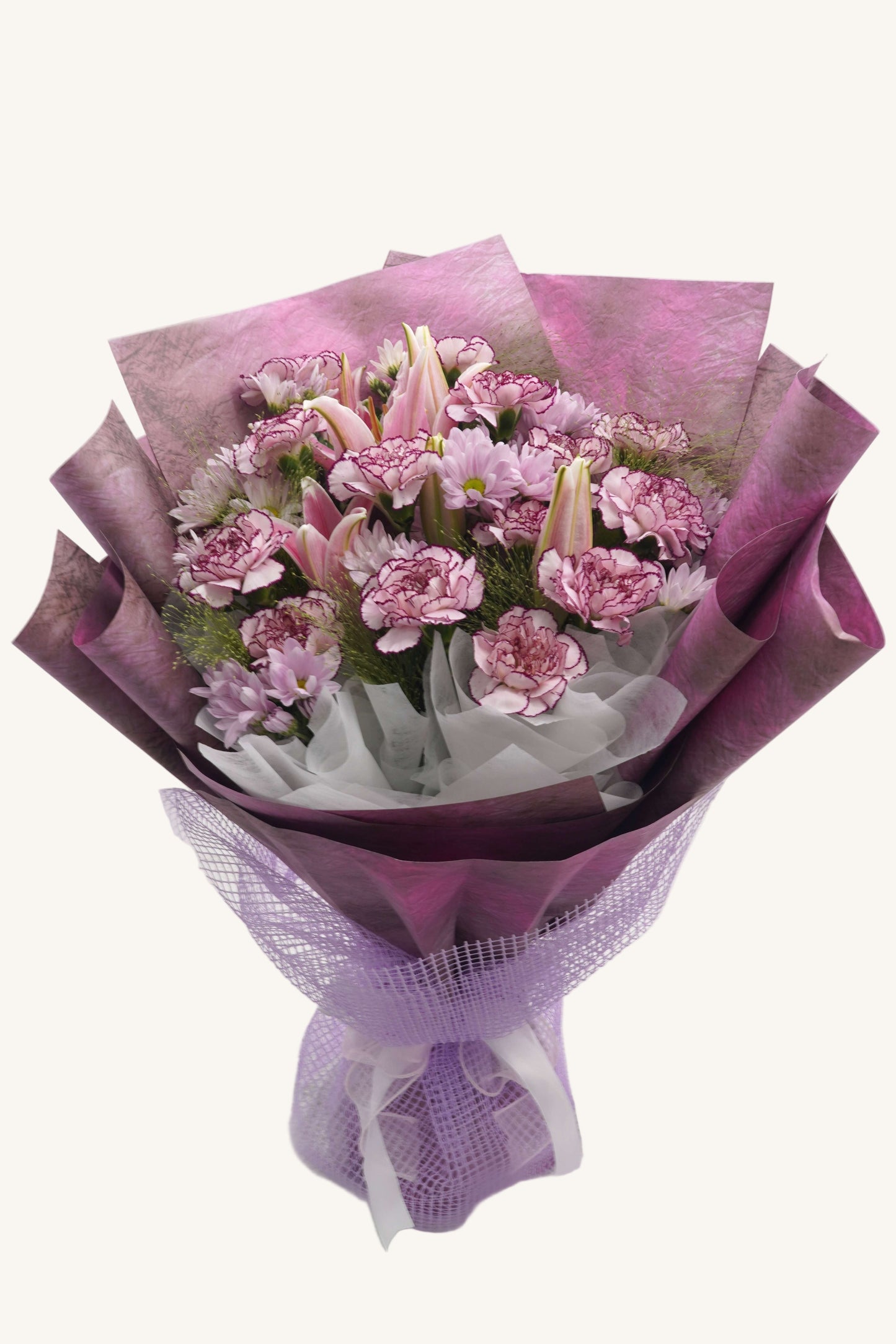 Purple Charm | Carnation And Lily Mixed Bouquet