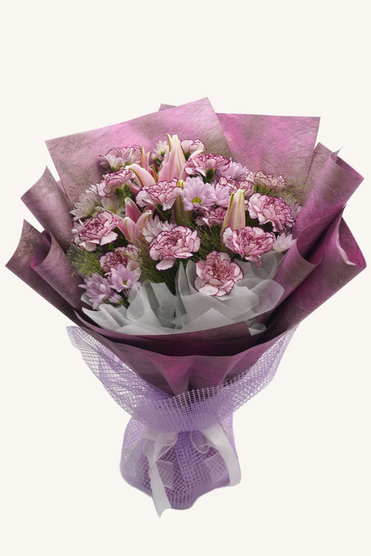 Purple Charm | Carnation And Lily Mixed Bouquet