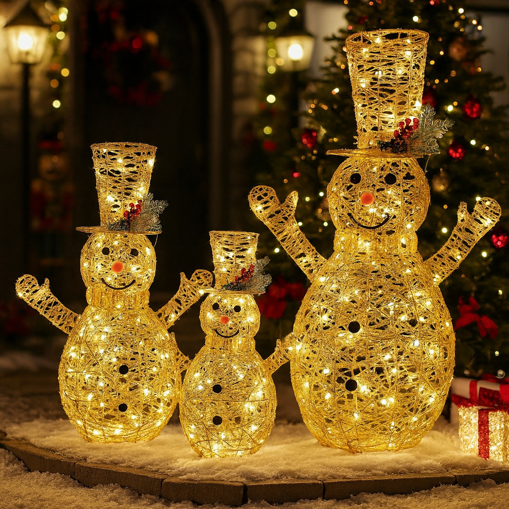 Golden Rattan Snowman