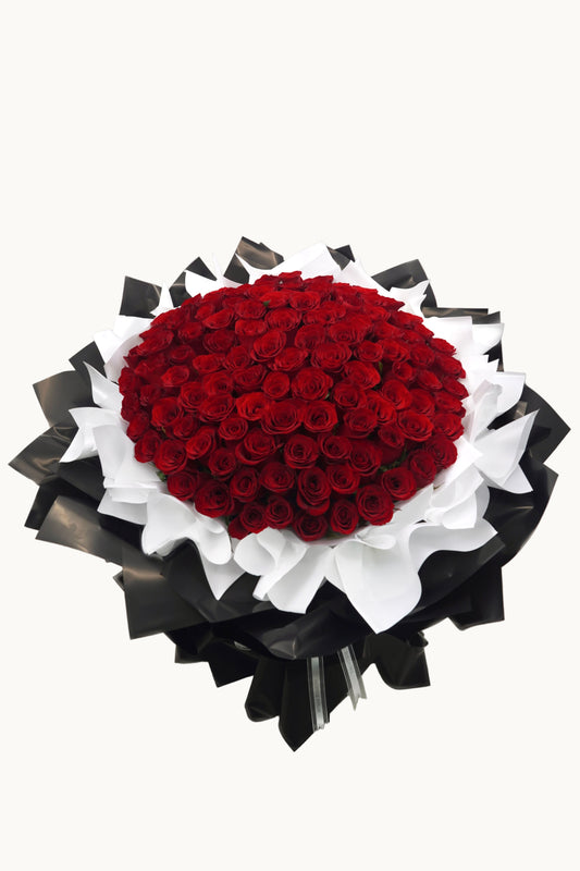Classic Black And White | Premium Red Roses
