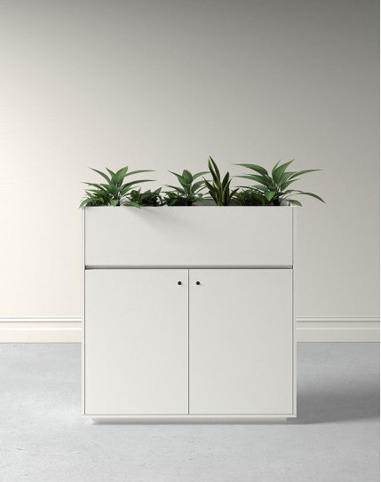 ECO Planter Cabinet White with Lockable Push Open Doors