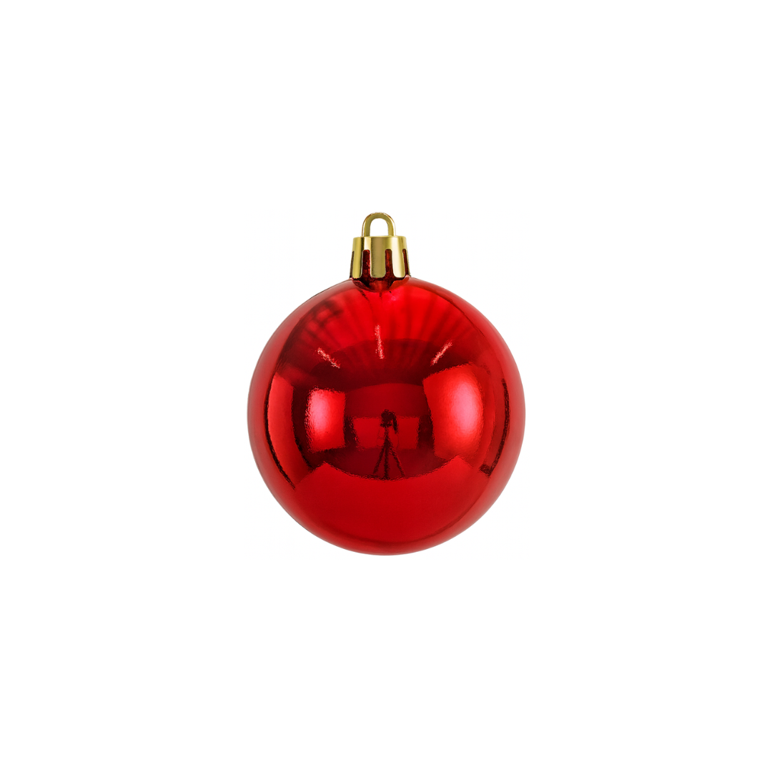 Red Christmas Bauble Ornament – 12 cm (Glossy Shatterproof Decoration)