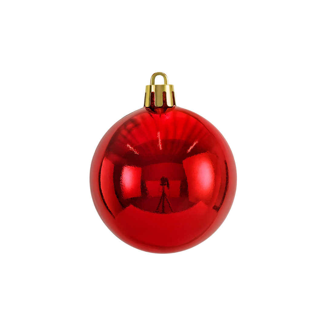 Red Christmas Bauble Ornament – 15 cm (Glossy Shatterproof Decoration)